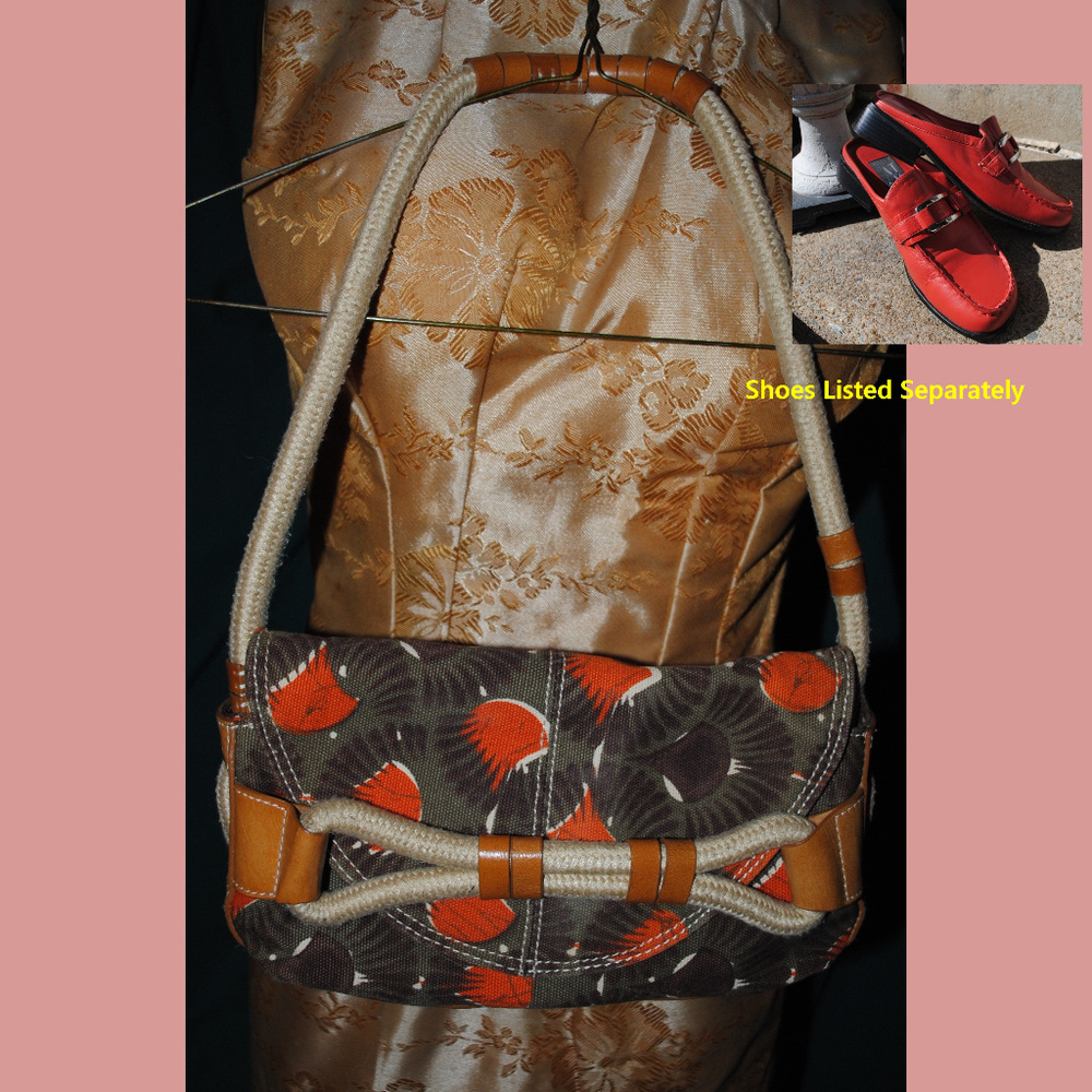 BCBGirl Canvas & Leather Baguette w/ Rope Straps